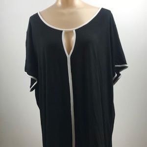 Cable & Gauge Black/White Trim Short Sleeves, Sz3x